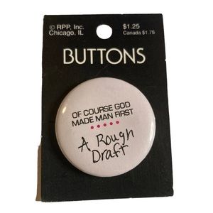 VINTAGE 1990s Sarcastic Humor Feminism Feminist Metal Button Pin Badge